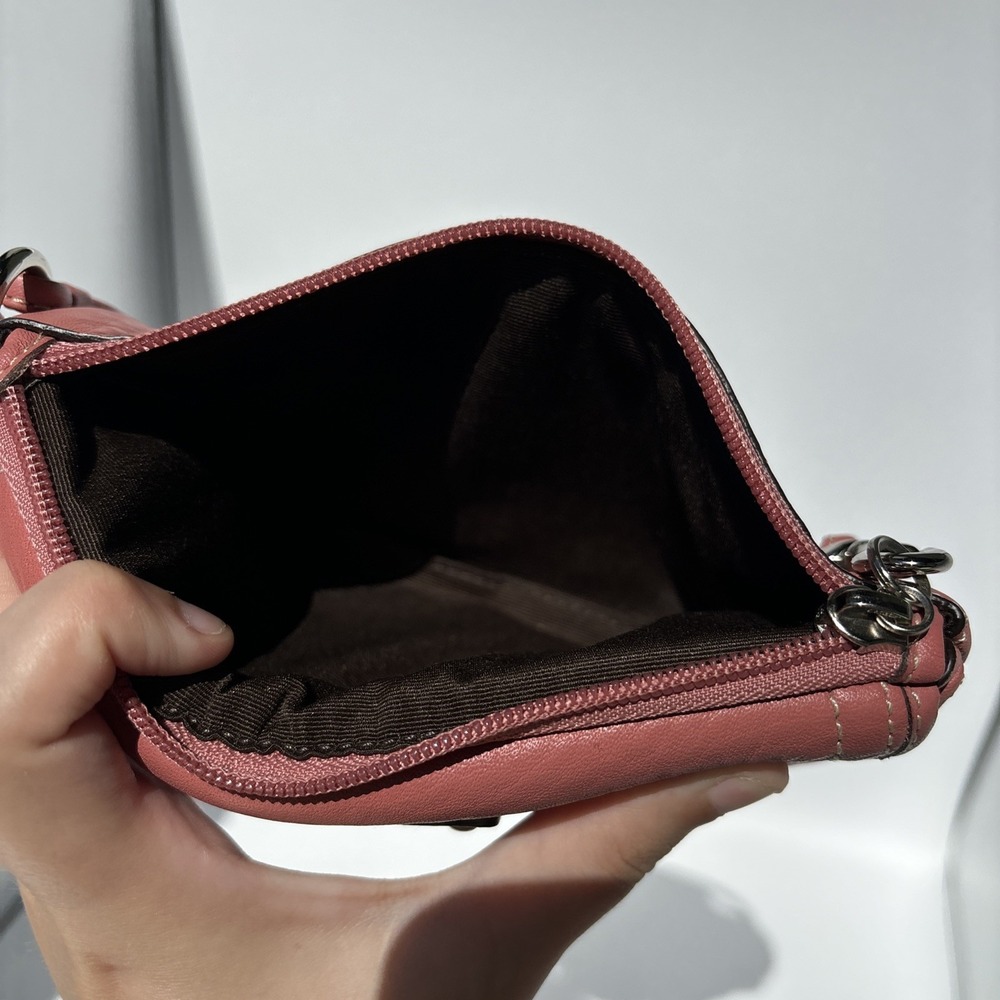 Coach Legacy‎ Flap Wristlet Mauve Dusty Rose Pebbled Leather Turnlock Clutch - Picture 10 of 13